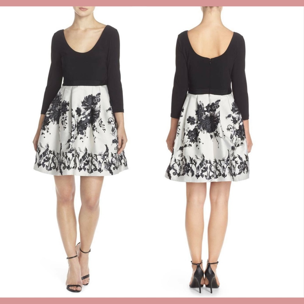 NWT Adrianna Papell Jersey & Jacquard‎ Fit & Flare Dress [SZ 6 ]
